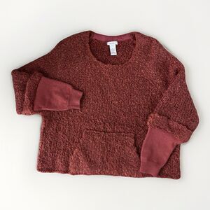 Sundance Sweater Womens Size Large Wool Blend Teddy Burnt Orange Red